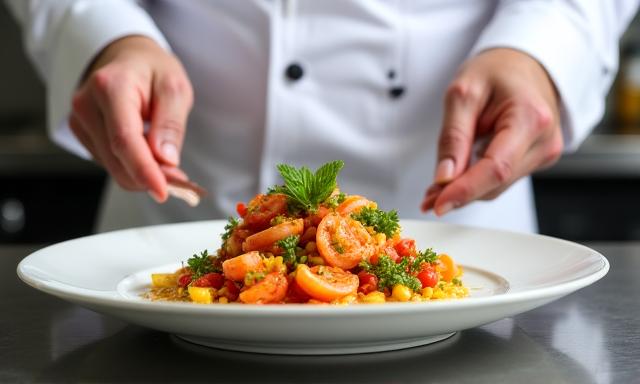 A professional chef demonstrating regional Mediterranean cooking techniques
