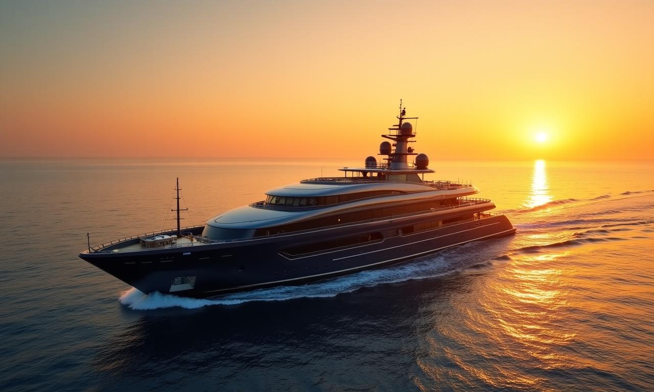 Luxury Boutique Cruise Ship at Sunset