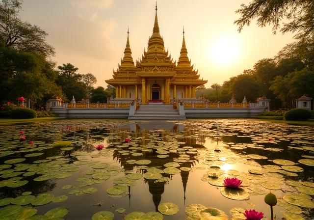 Ornate Buddhist temple in Southeast Asia