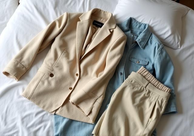 Sophisticated travel wardrobe featuring linen and layered garments