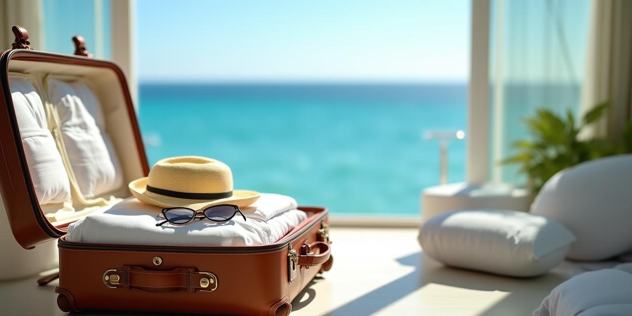 An elegant suitcase being prepared for a luxury cruise voyage